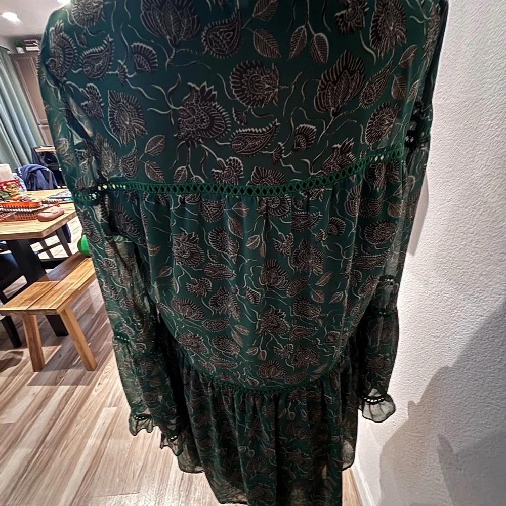 Rebecca Minkoff Florence dress in green paisley print polyester size M. Vintage! - Picture 14 of 16